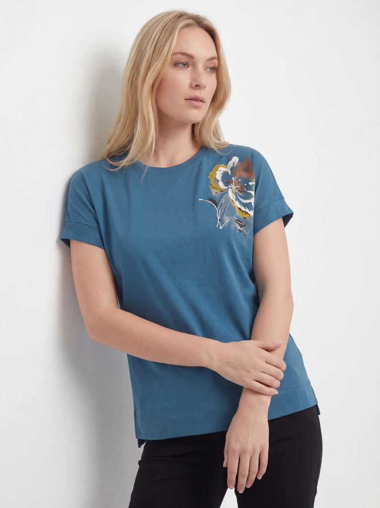 Blue Regular Fit Graphic Print Crew Neck T-Shirt