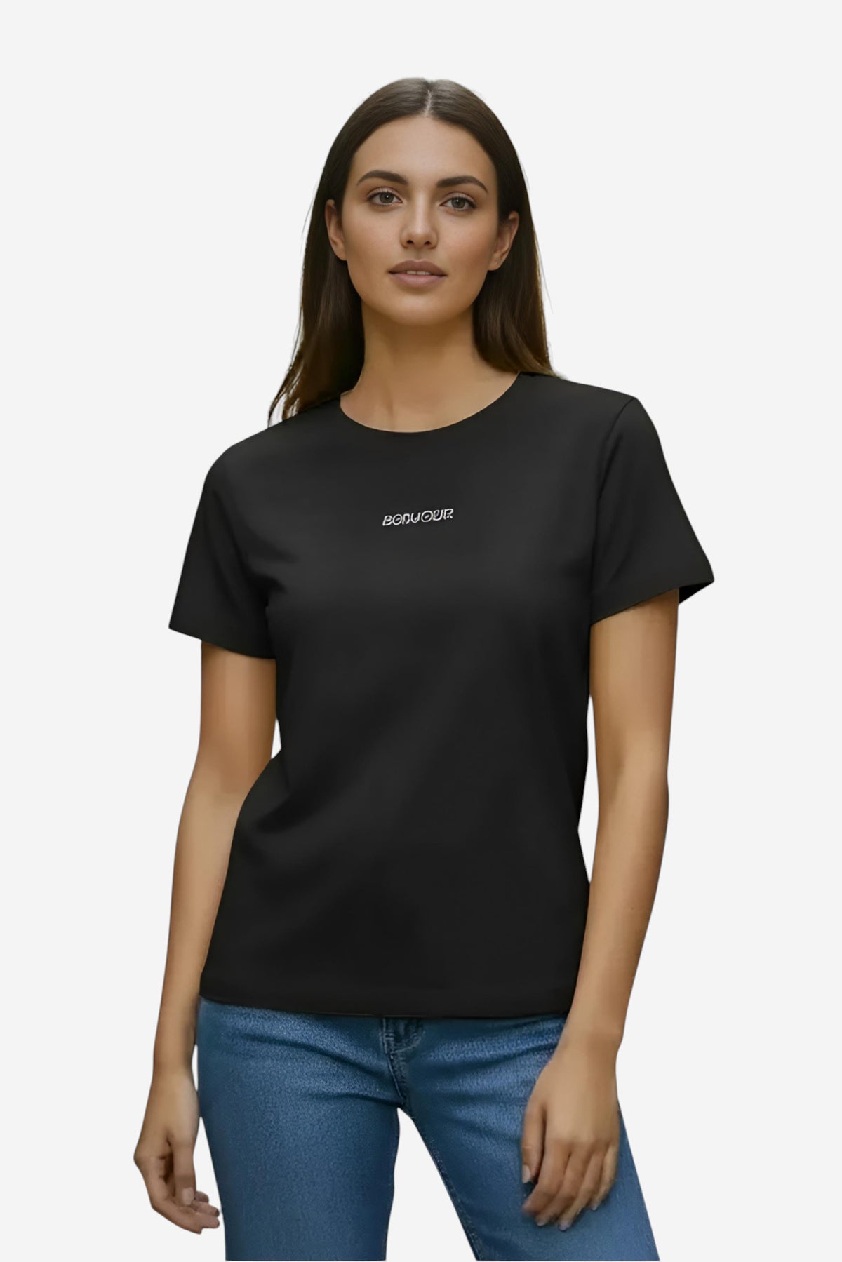 Bonjour Typography Crew Neck T-Shirt