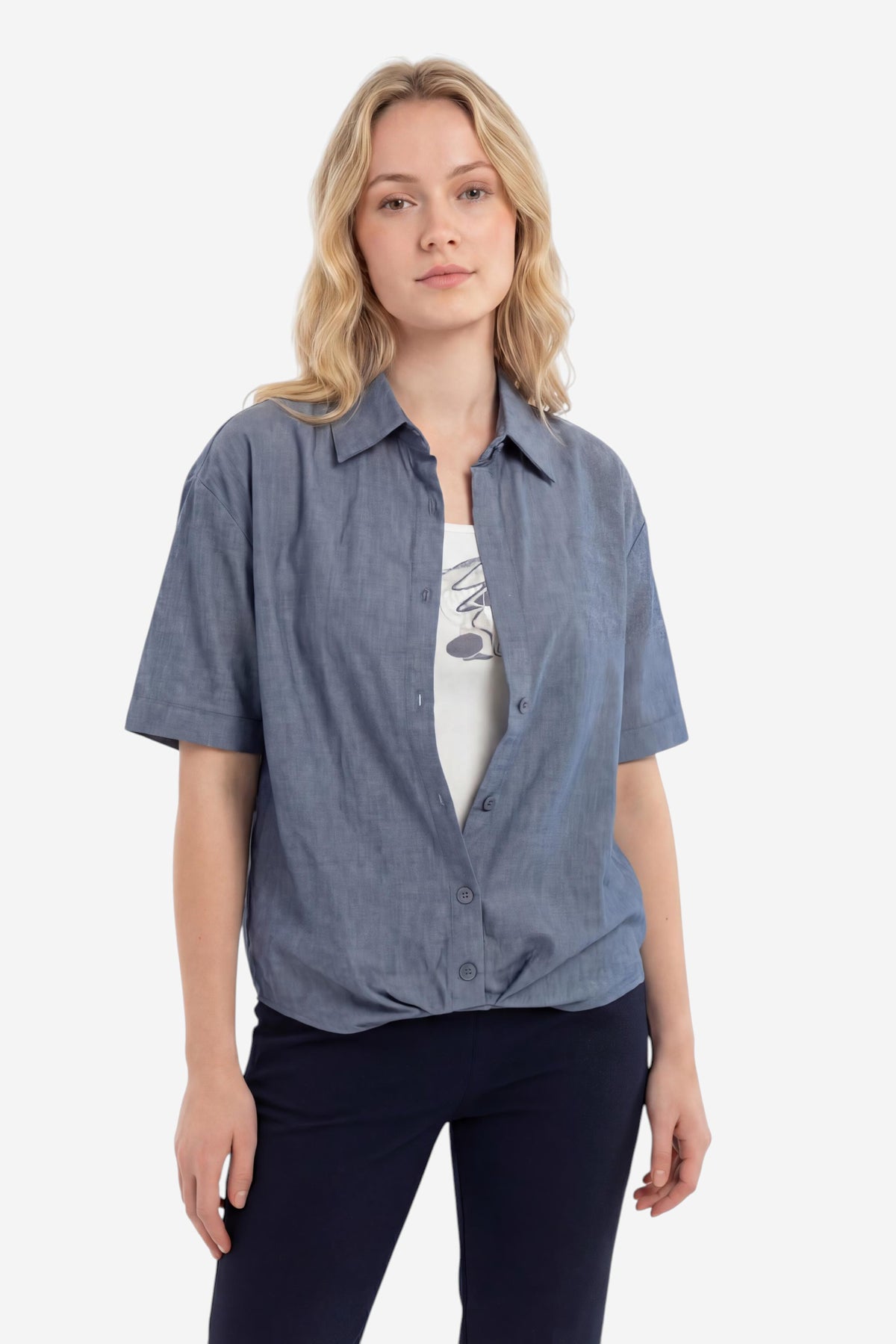 Chambray Short-Sleeve Relaxed Shirt