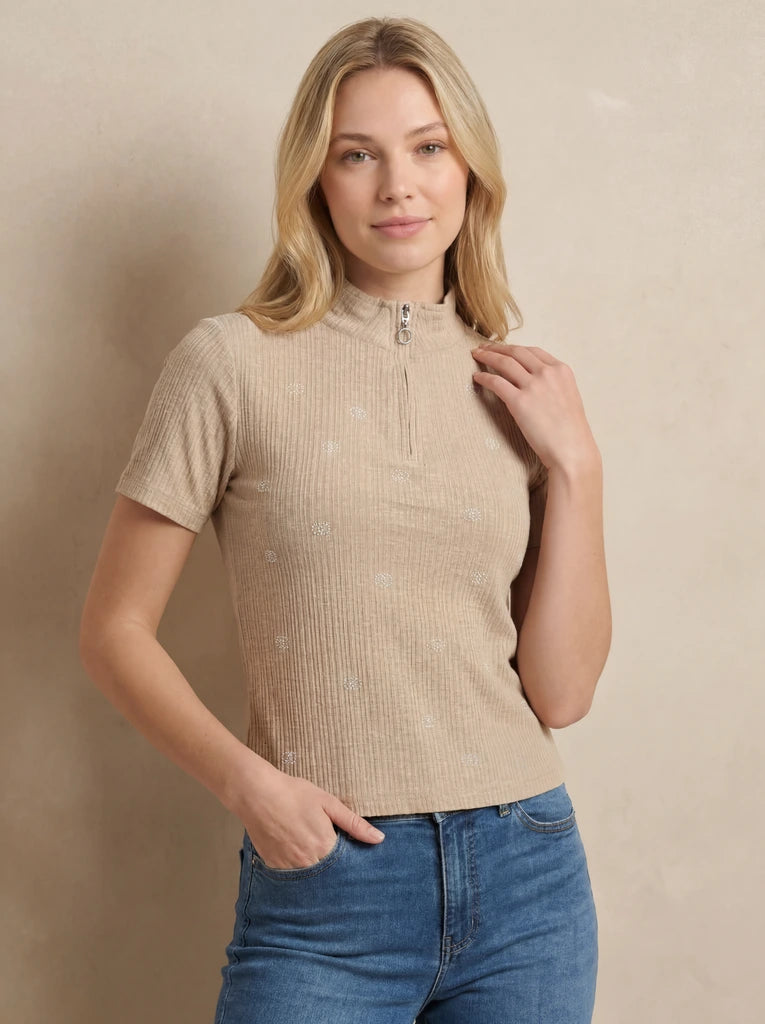 Regular Fit Textured Crew Neck T-Shirt