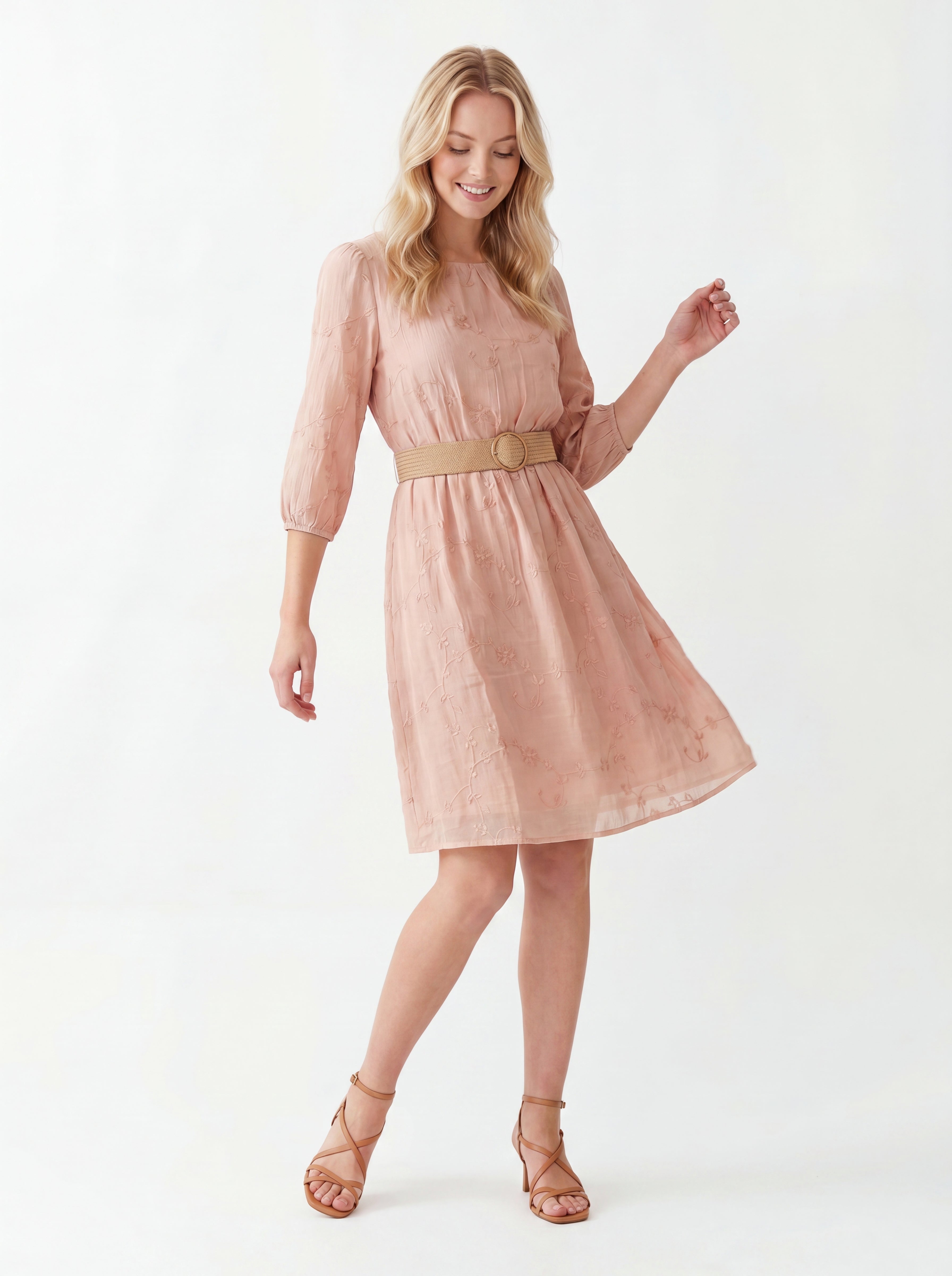 Smocked Waist Short Sleeve Mini Dress