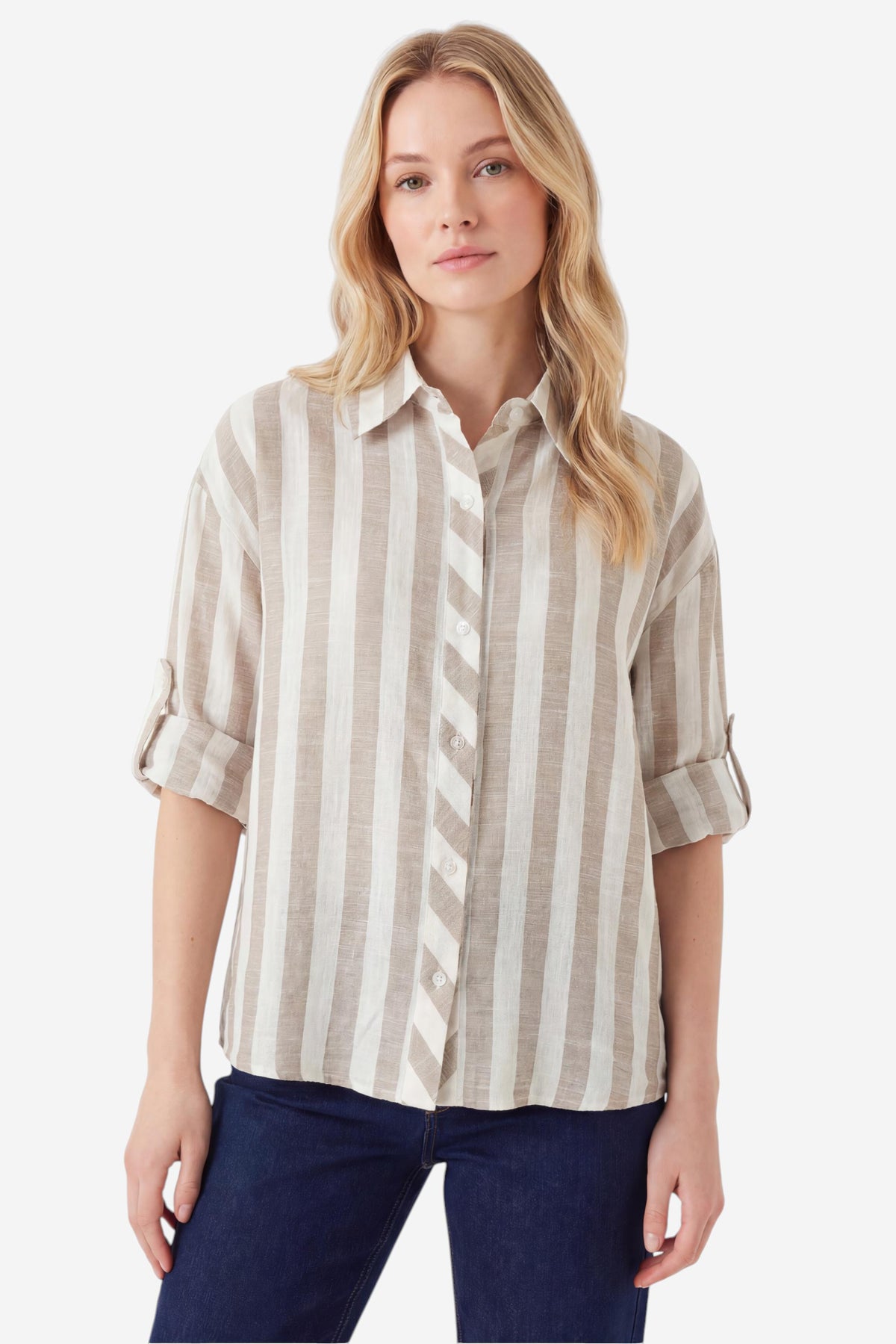 Striped Linen-Blend Relaxed Shirt