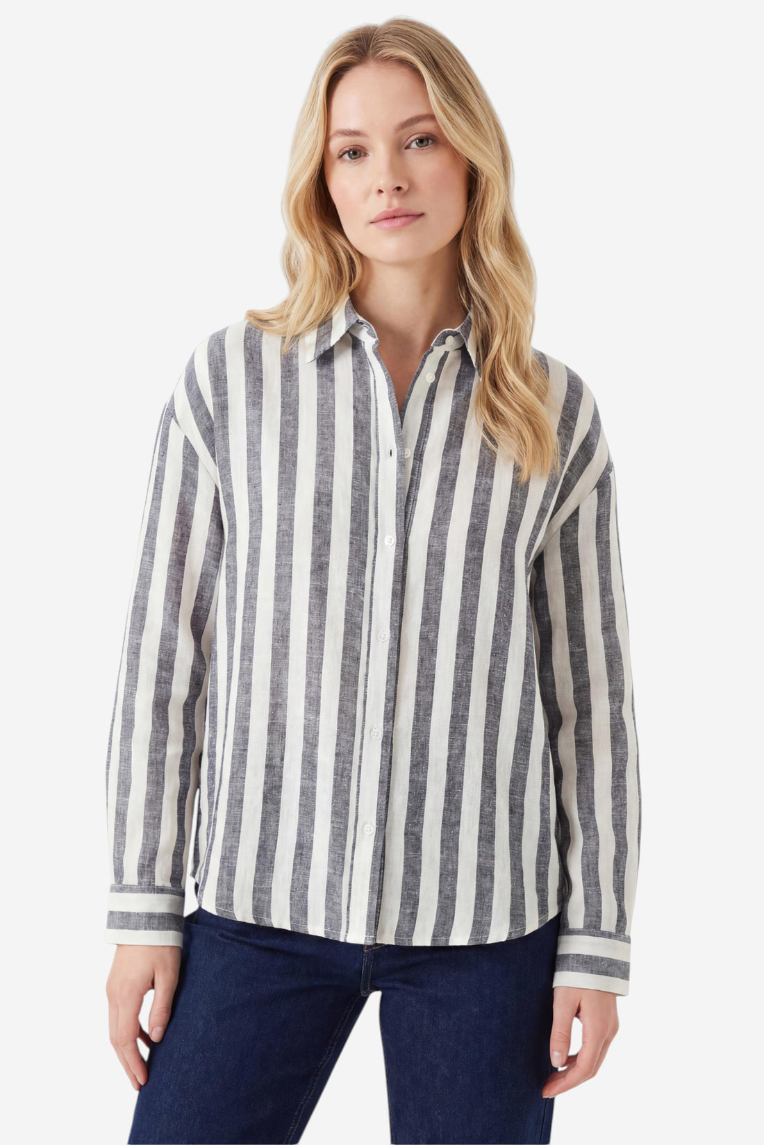 Striped Linen-Blend Relaxed Shirt