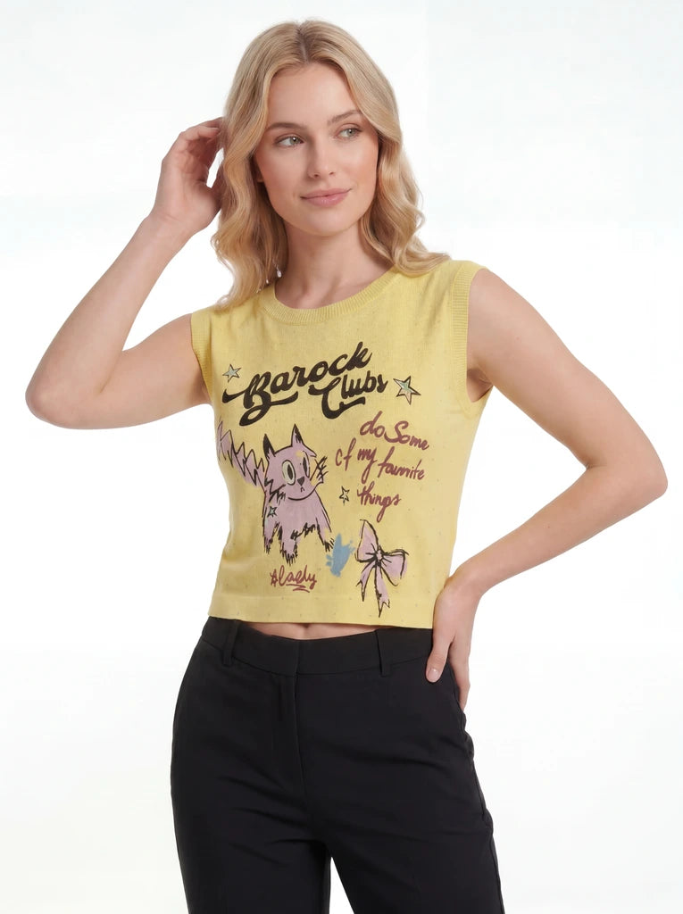 Sleeveless Graphic Print Regular Fit Top