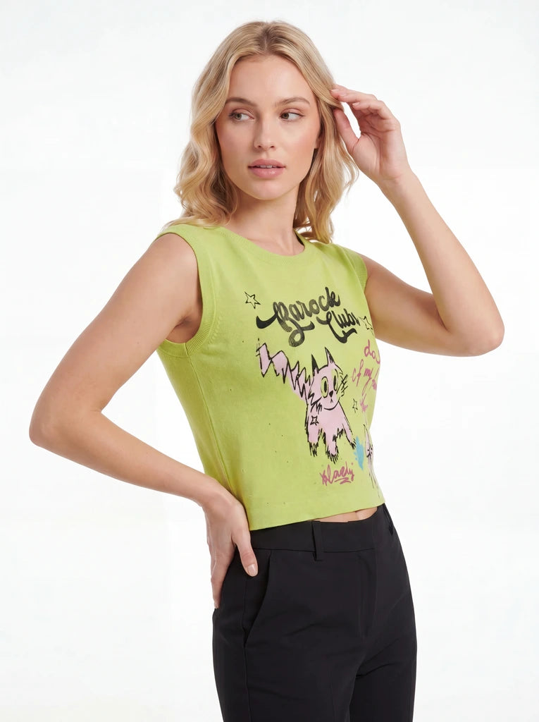 Sleeveless Graphic Print Regular Fit Top