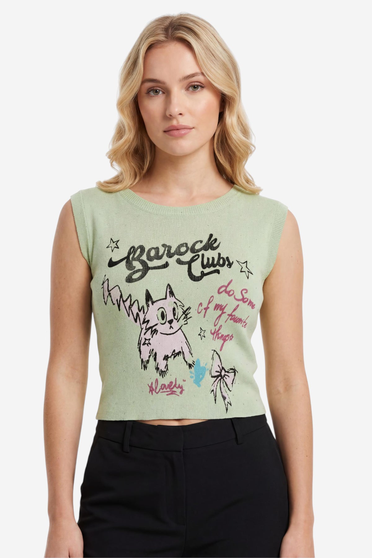 Mint Green Graphic Crop Top