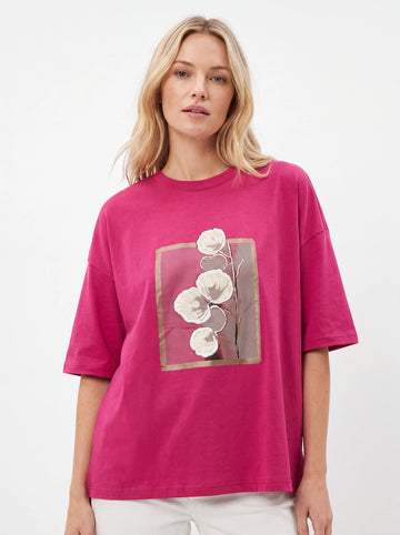Pink Oversized Floral Graphic T-Shirt