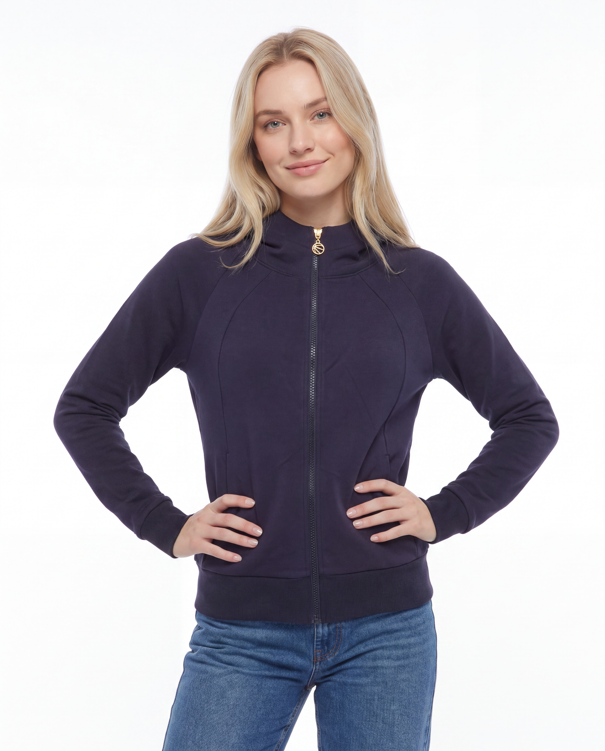 High Neck Zip-Through Sweatshirt Jacket