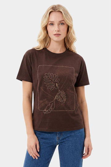 Tropical Leaf Embroidered T-Shirt