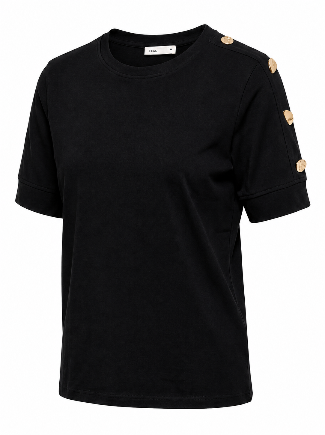 Gold Button Detail Cotton Tee