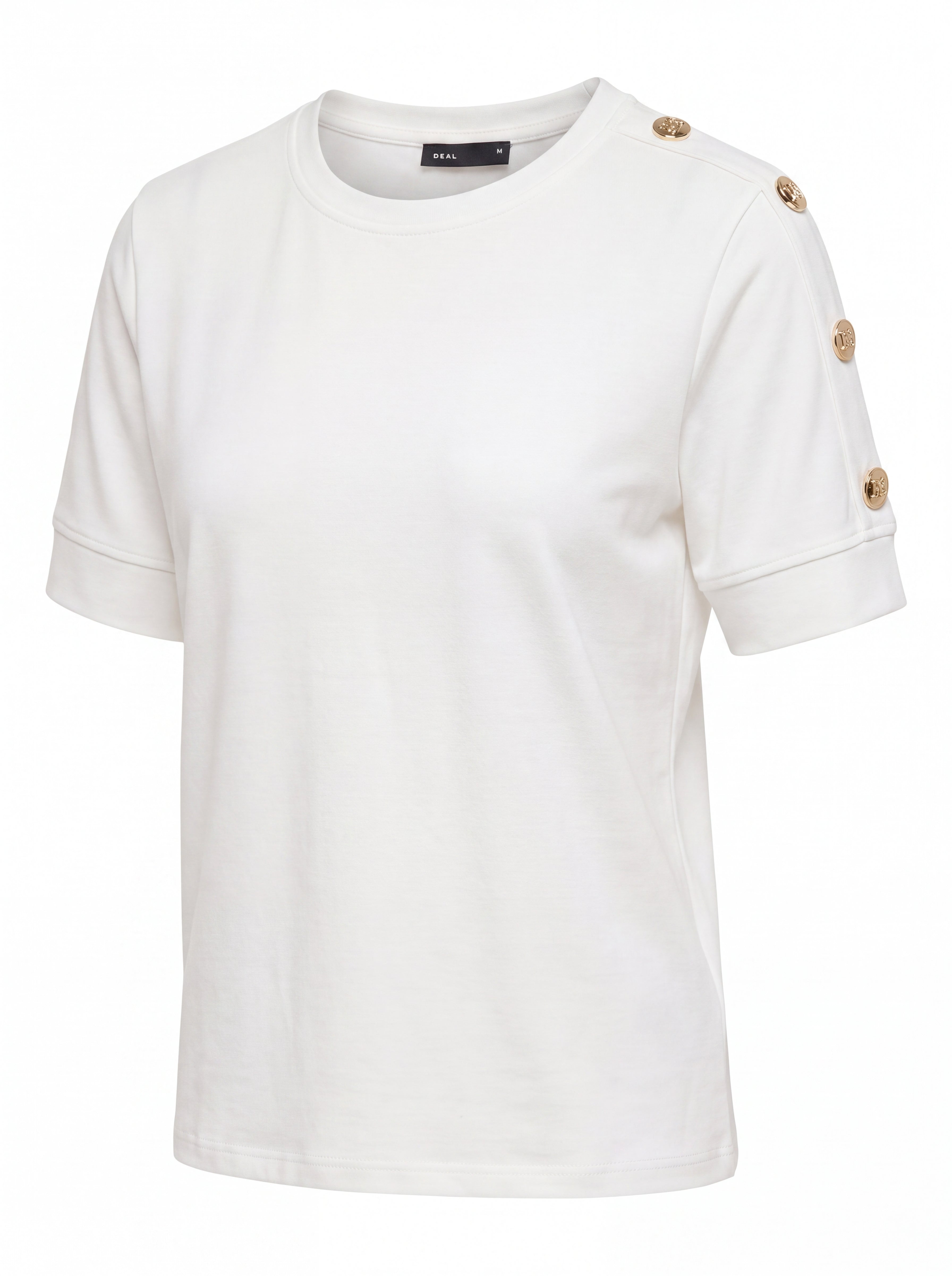 Gold Button Detail Cotton Tee