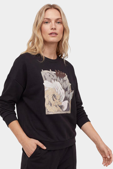 Textured Floral Applique Sweatshirt