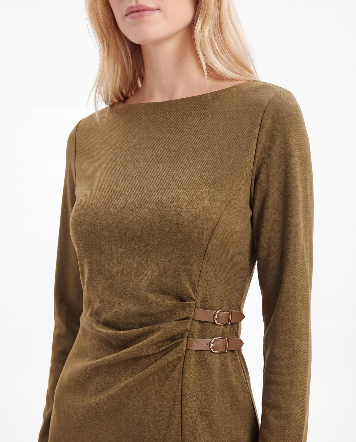 Buckle Detail Midi Bodycon Dress