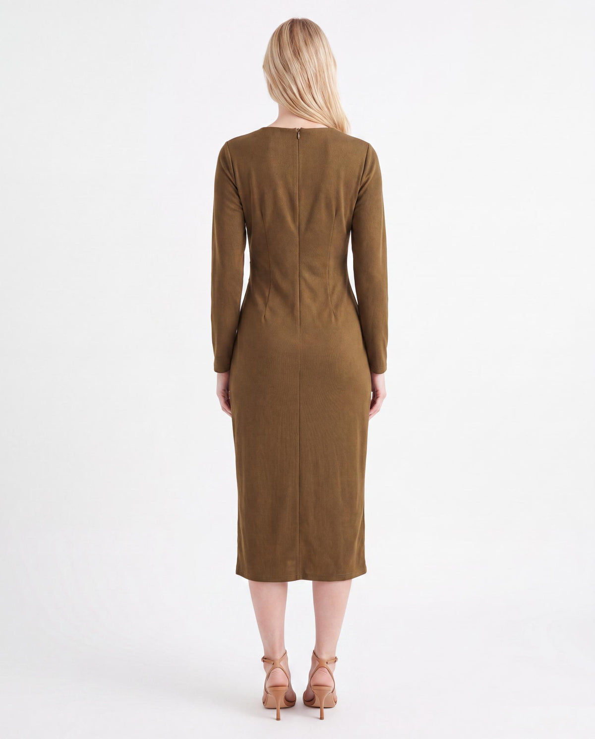 Buckle Detail Midi Bodycon Dress