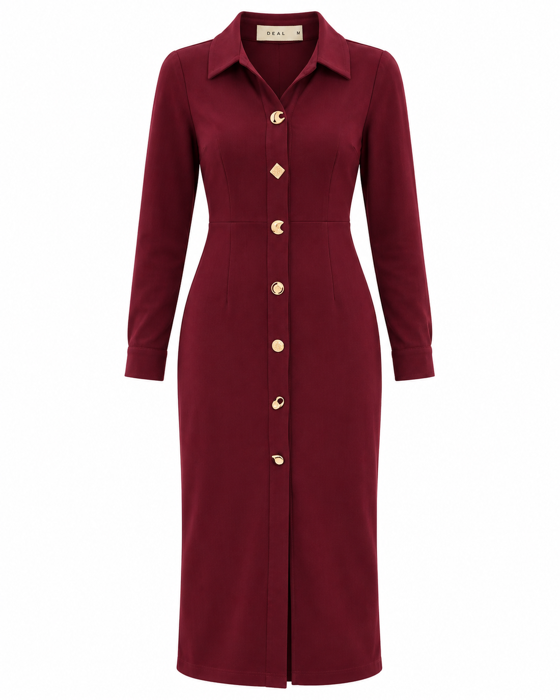 Button-Front Midi Shirt Dress
