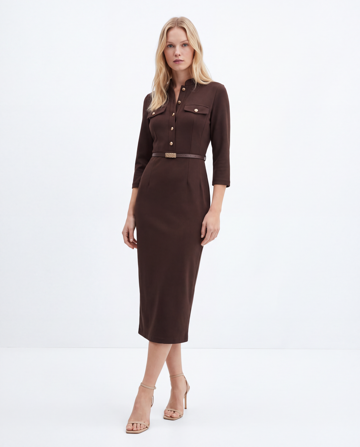 Utility Pocket Midi Shirt Dress