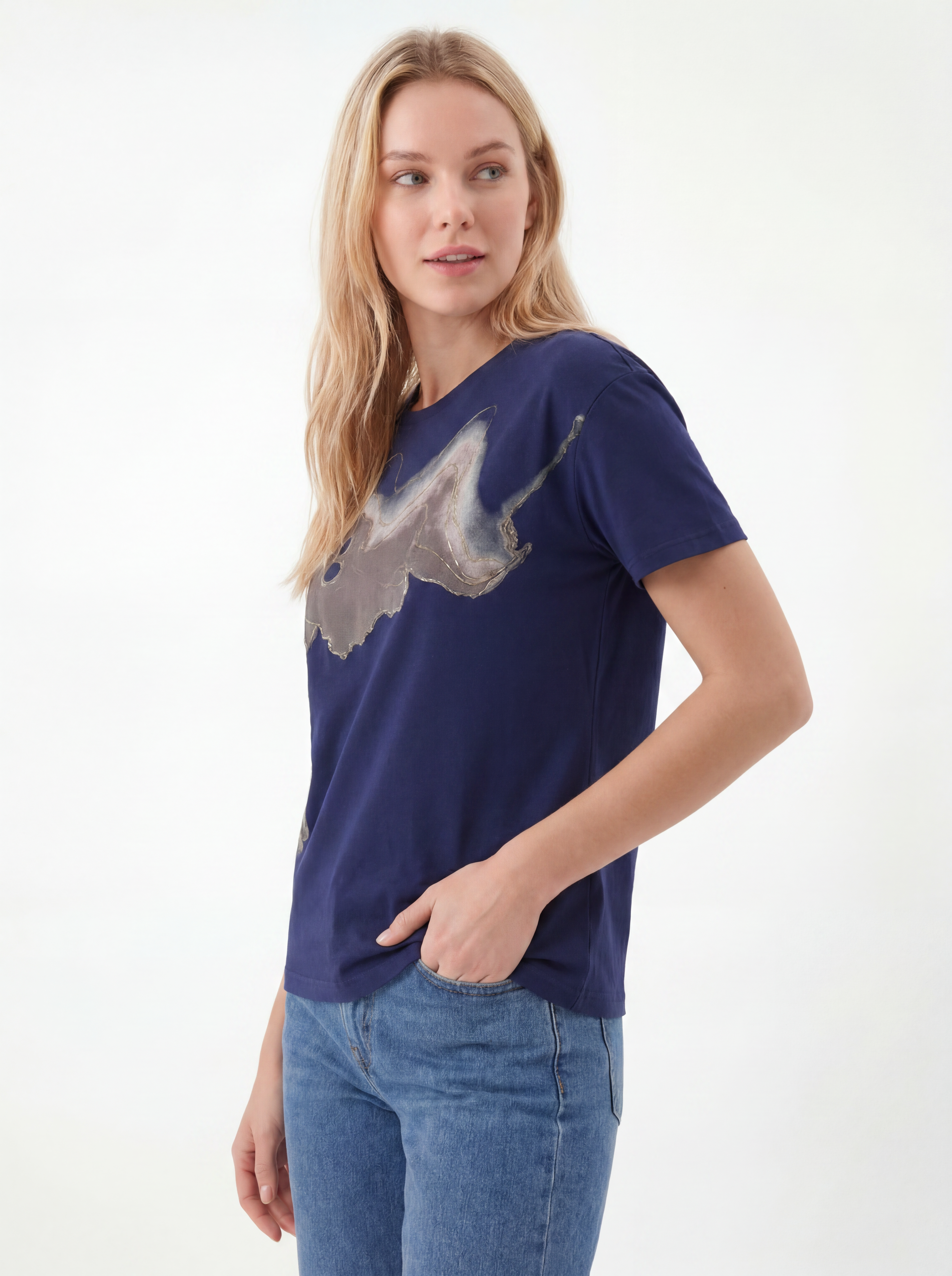 Abstract Metallic Outline Print Tee