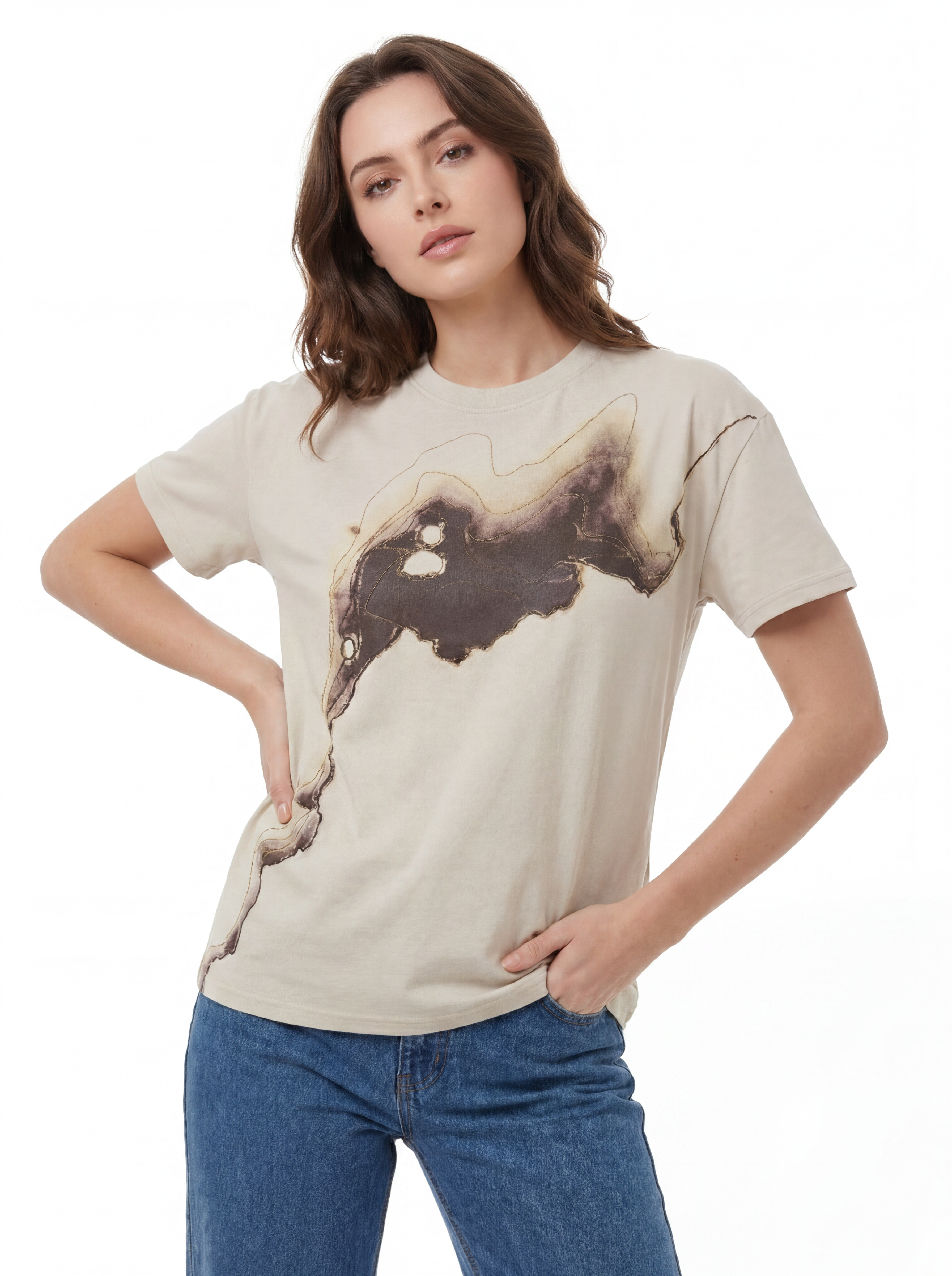 Abstract Metallic Outline Print Tee