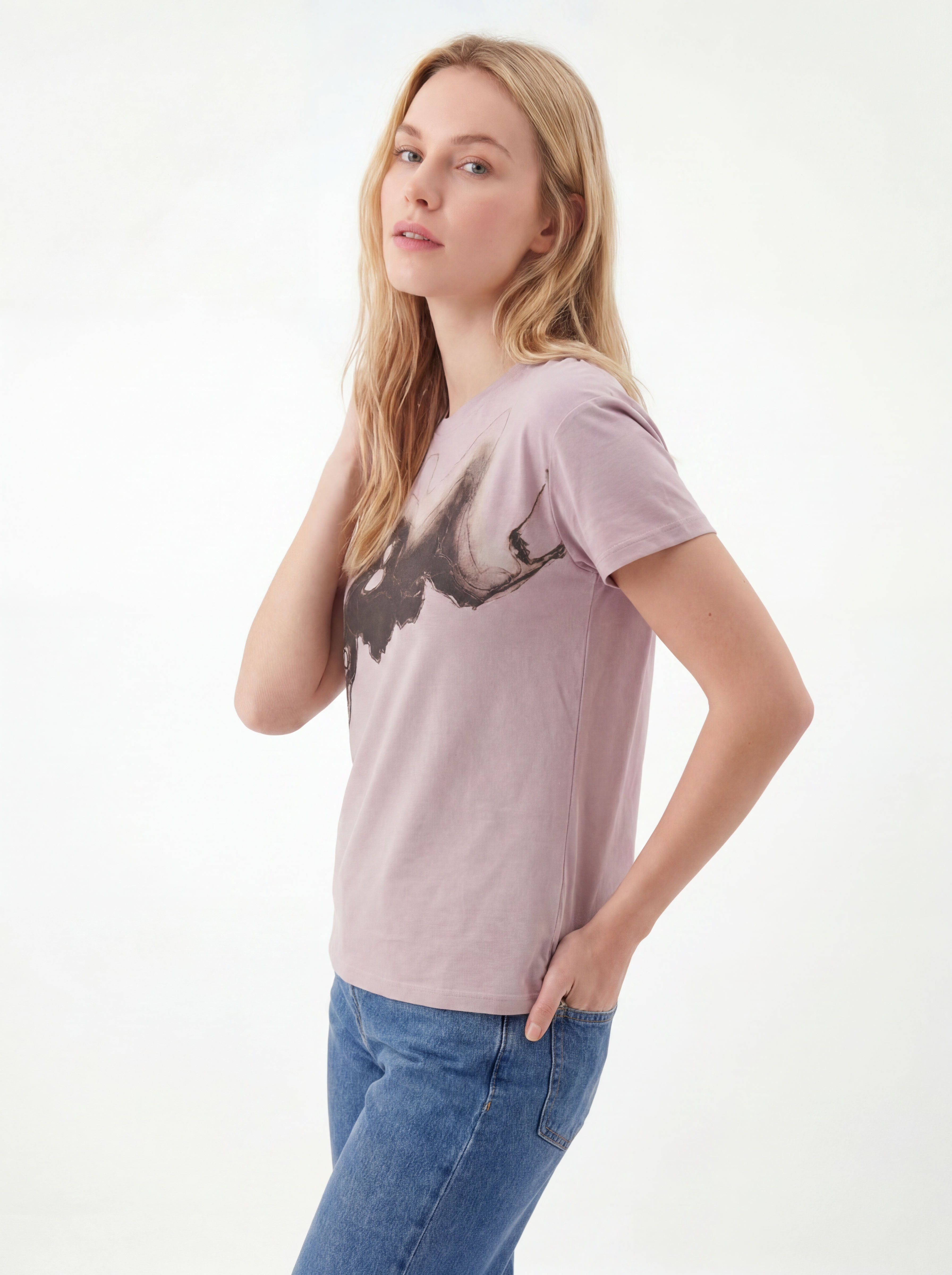 Abstract Metallic Outline Print Tee
