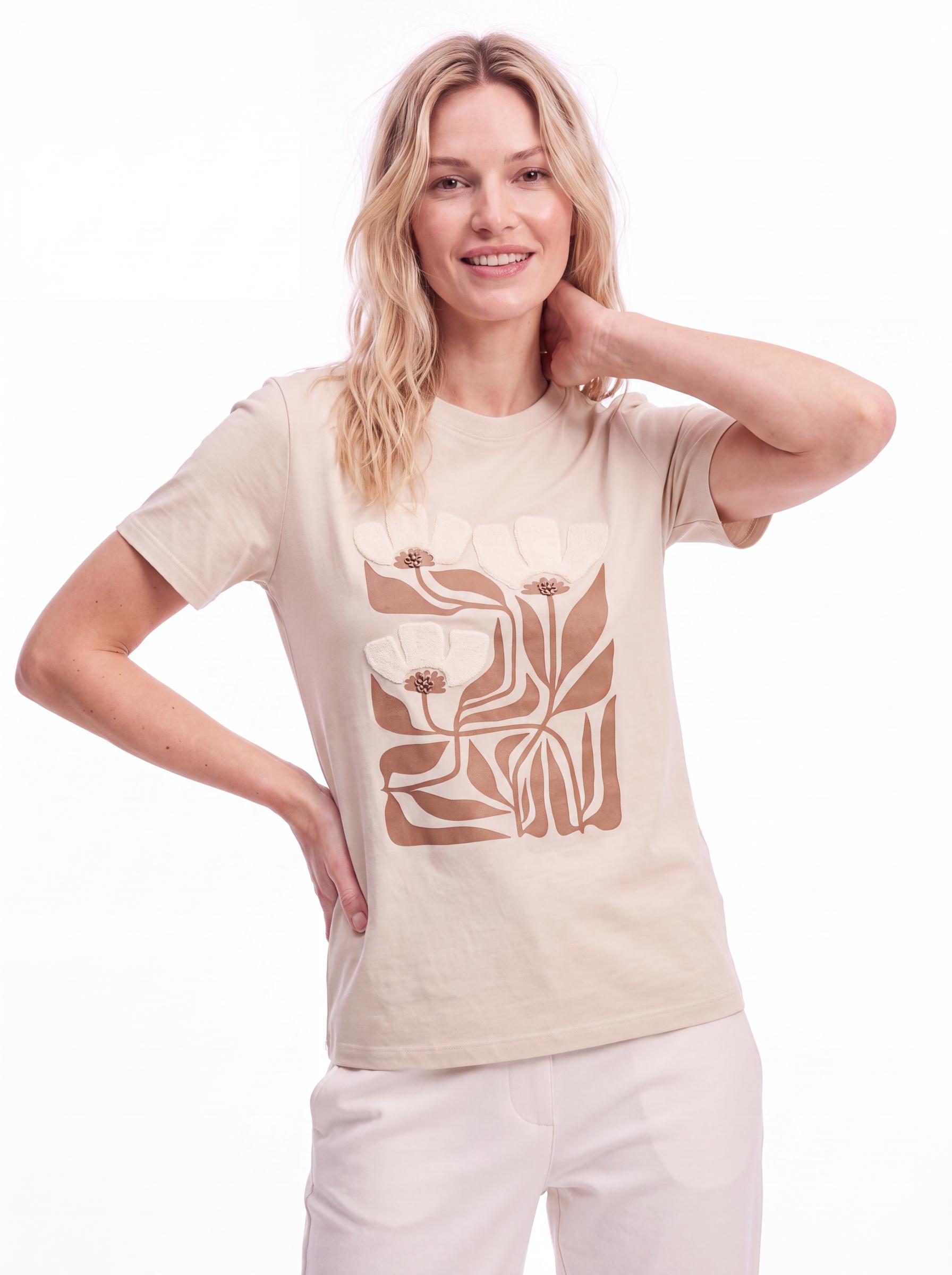 Floral Graphic Cotton Crew Neck T-Shirt