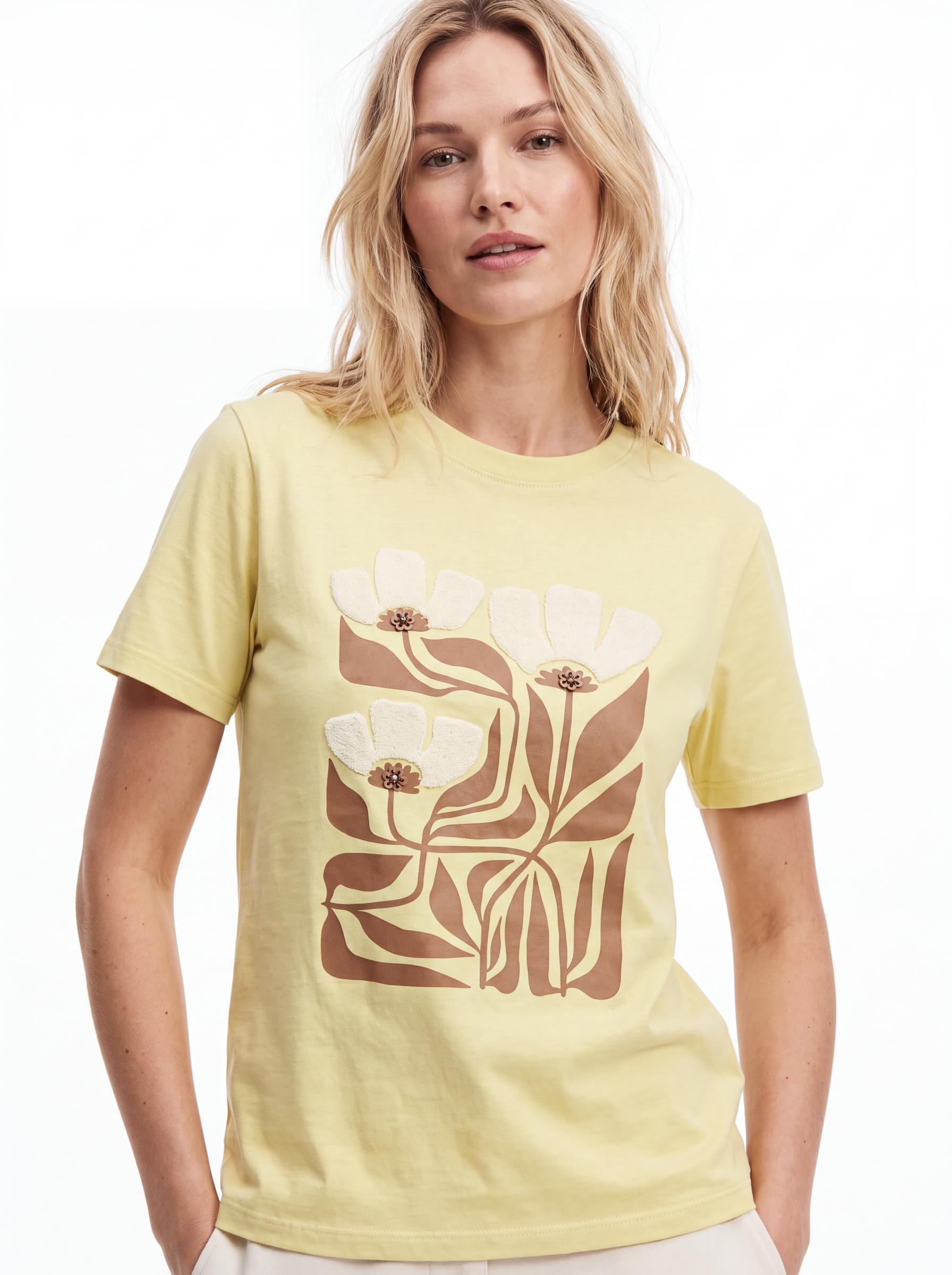 Floral Graphic Cotton Crew Neck T-Shirt