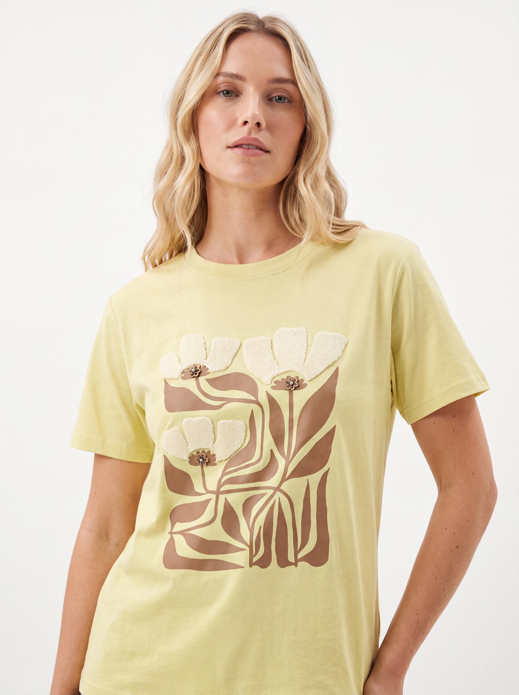 Floral Graphic Cotton Crew Neck T-Shirt