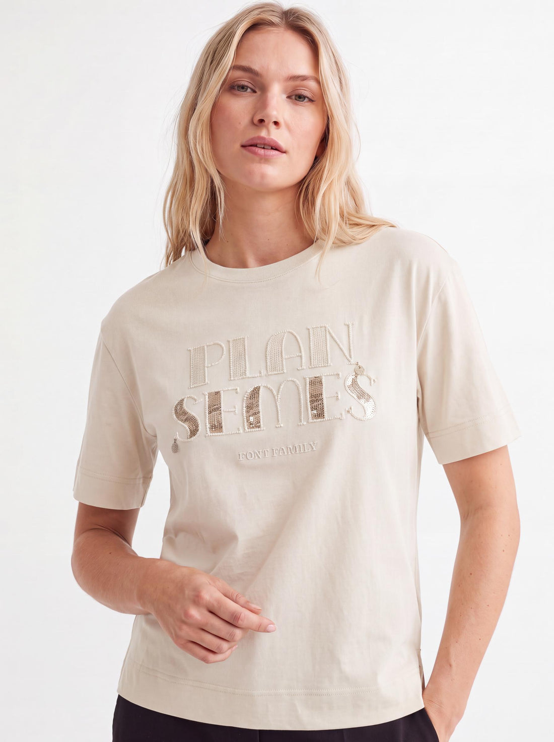 Sequin Text Tee