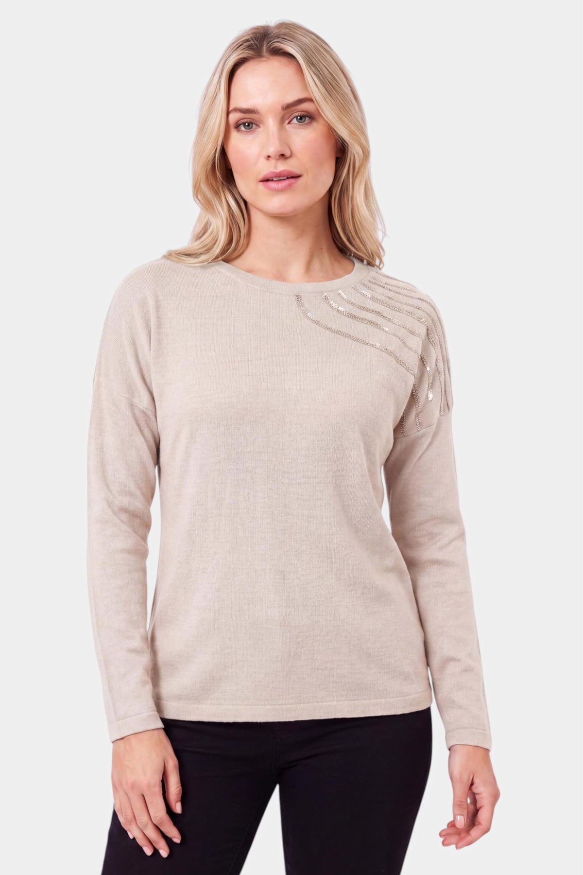 Sequin Embellished Knit Sweater