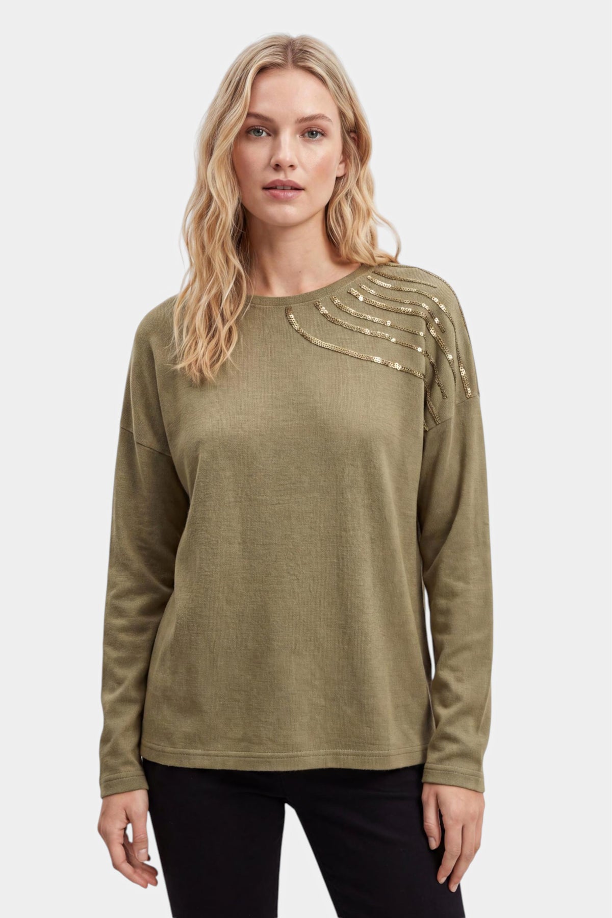 Sequin Embellished Knit Sweater