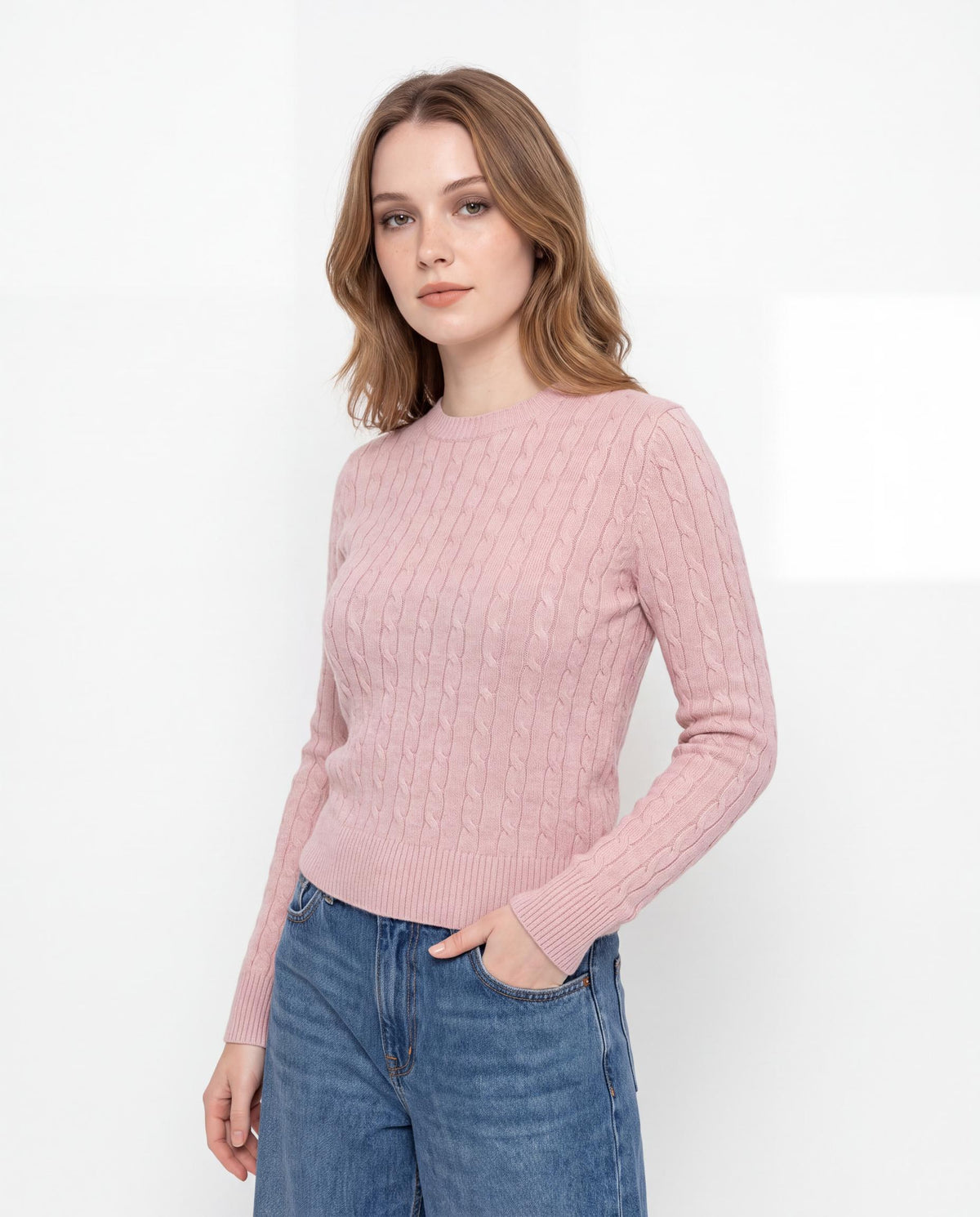 Cable Knit Crew Neck Sweater