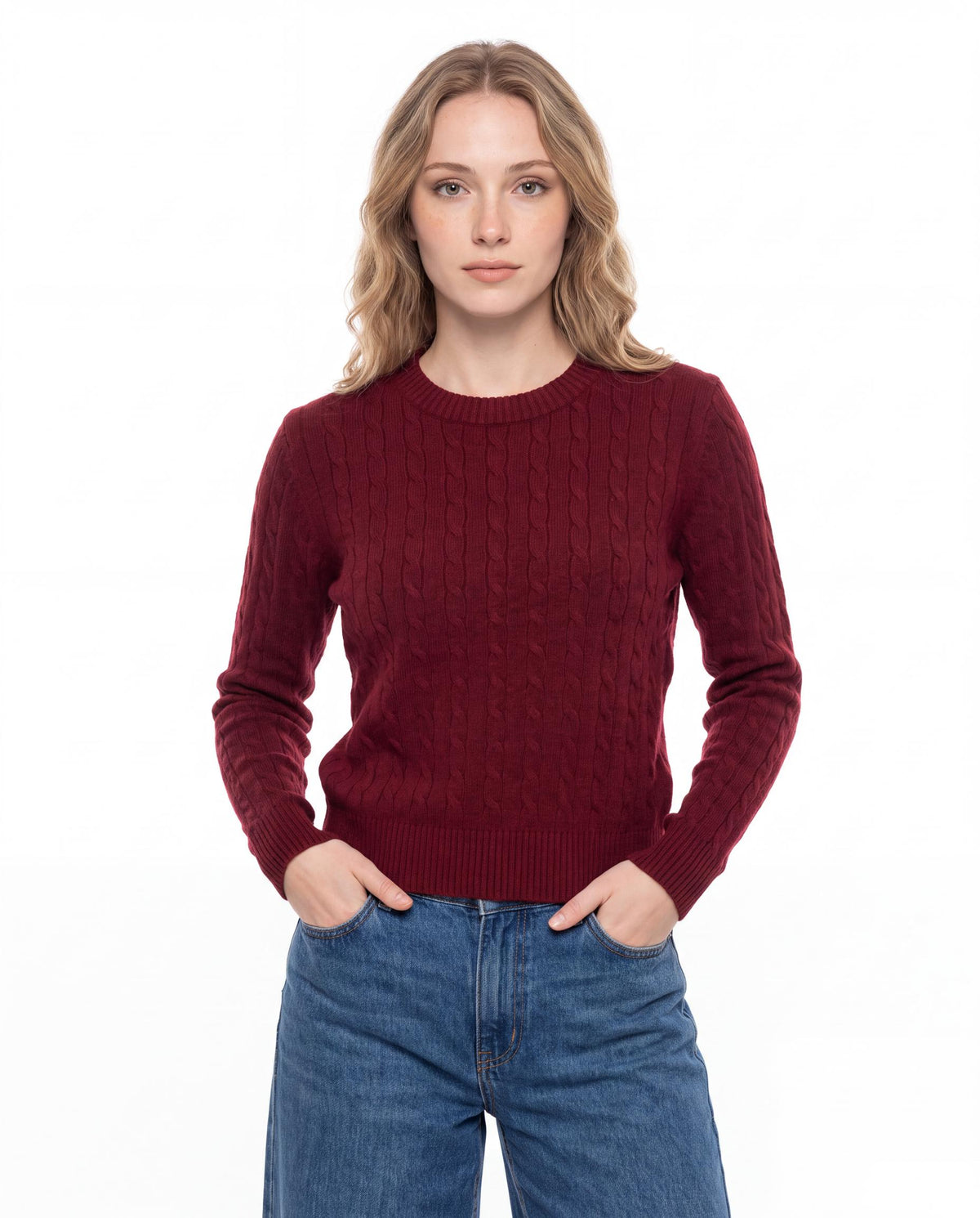 Cable Knit Crew Neck Sweater