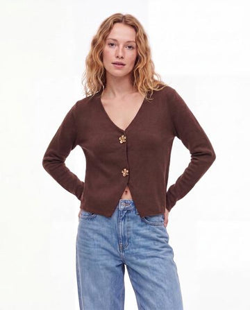 Cropped V-Neck Cardigan