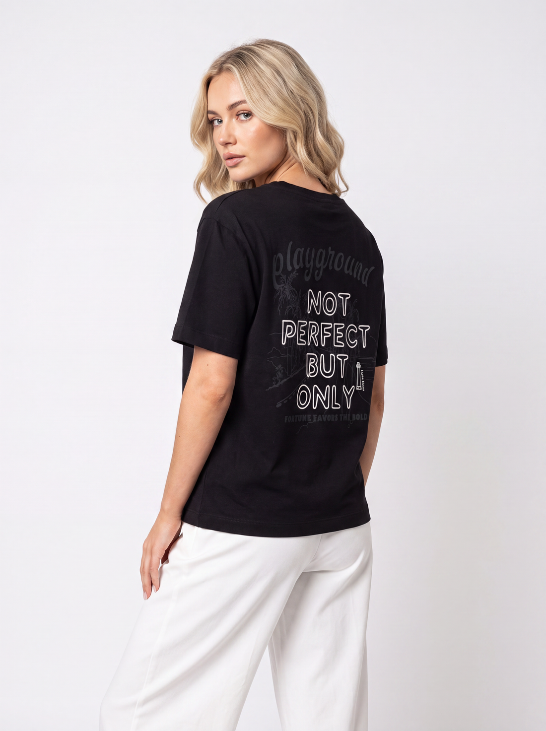 Oversized Back Graphic Cotton T-Shirt