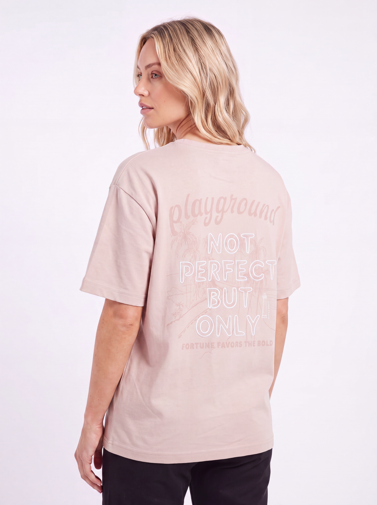 Oversized Back Graphic Cotton T-Shirt