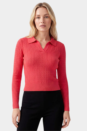 Cable Knit Polo Collar Sweater