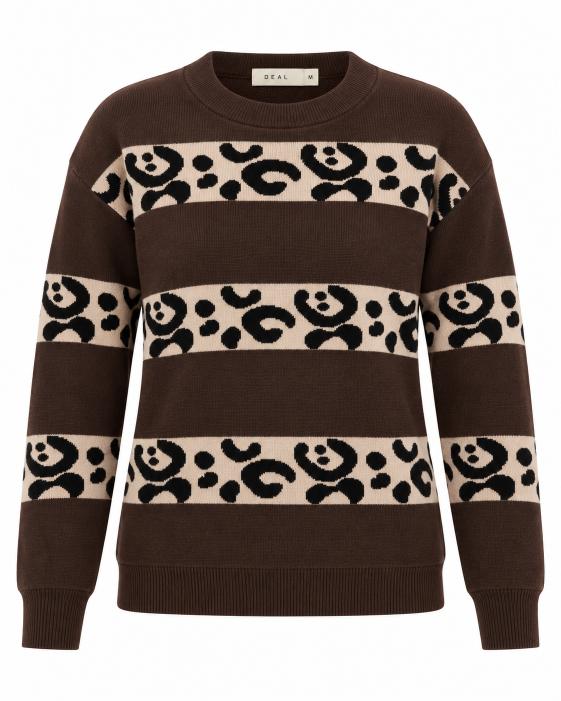 Leopard Stripe Jacquard Knit Sweater