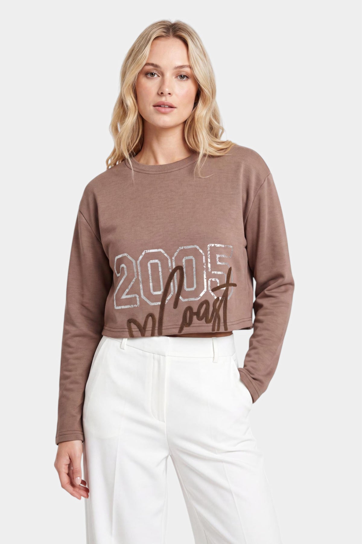 Coast Foil Print Crop Sweatshirt