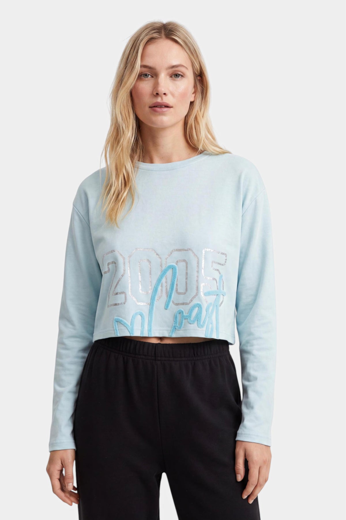 Coast Foil Print Crop Sweatshirt