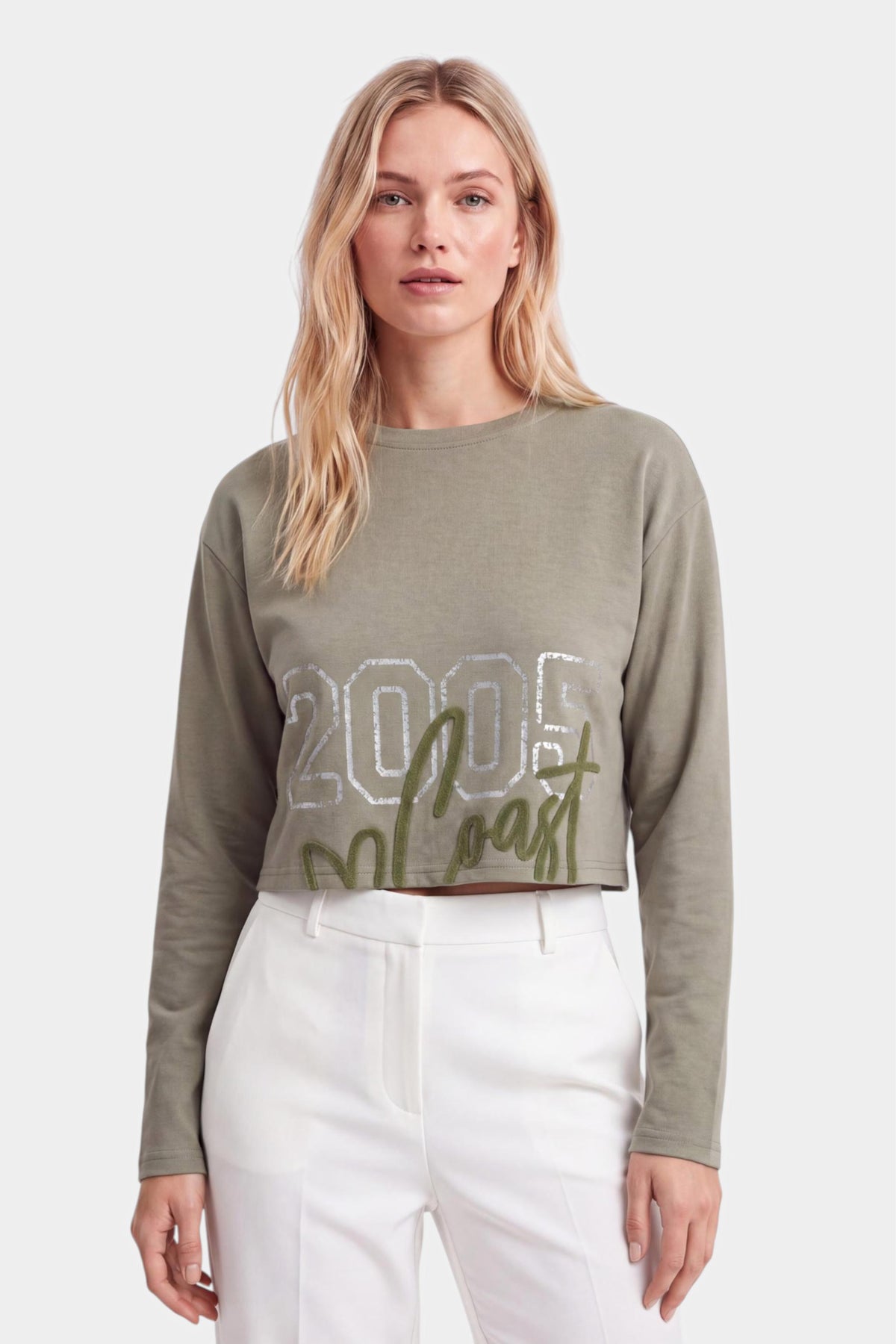 Coast Foil Print Crop Sweatshirt