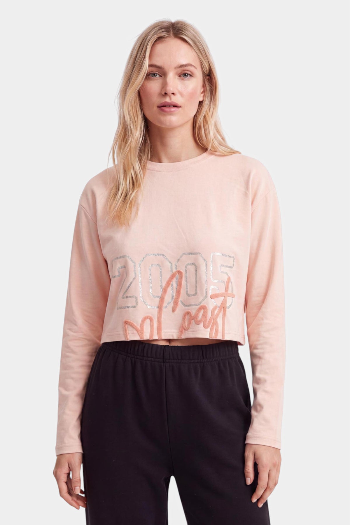 Coast Foil Print Crop Sweatshirt