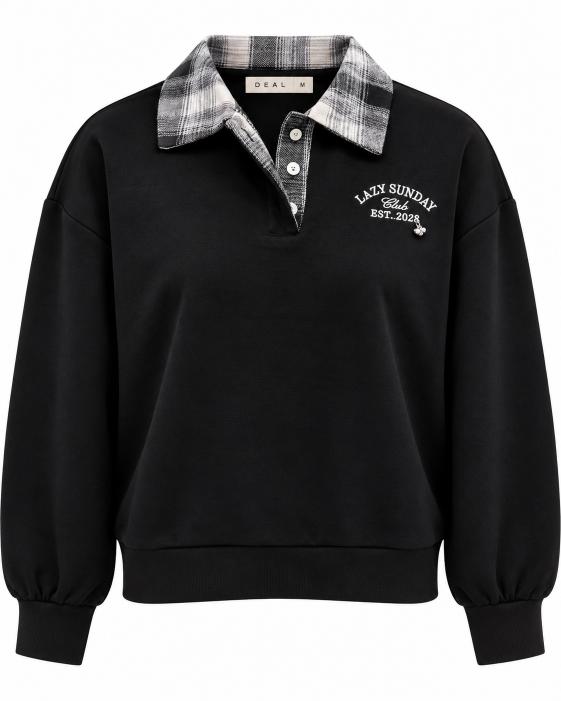 Check Collar Polo Sweatshirt