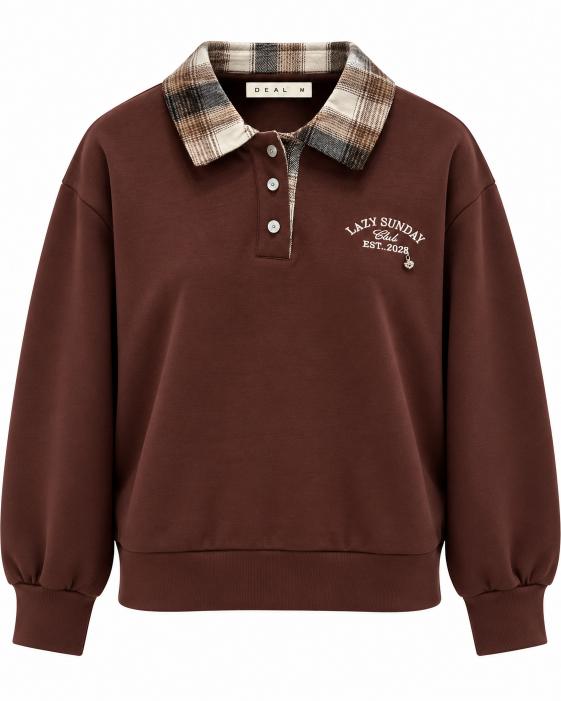 Check Collar Polo Sweatshirt