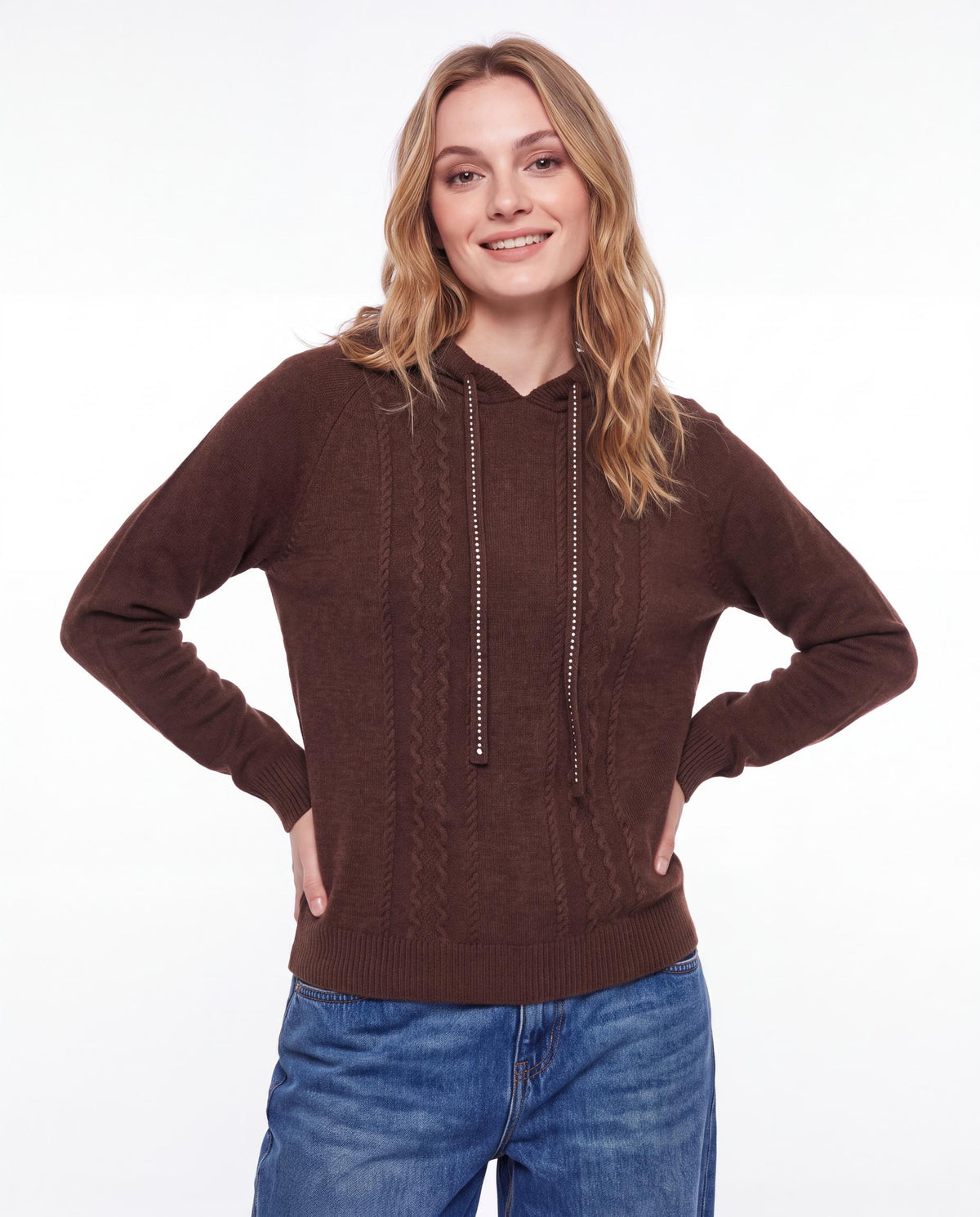 Cable Knit Hooded Sweater