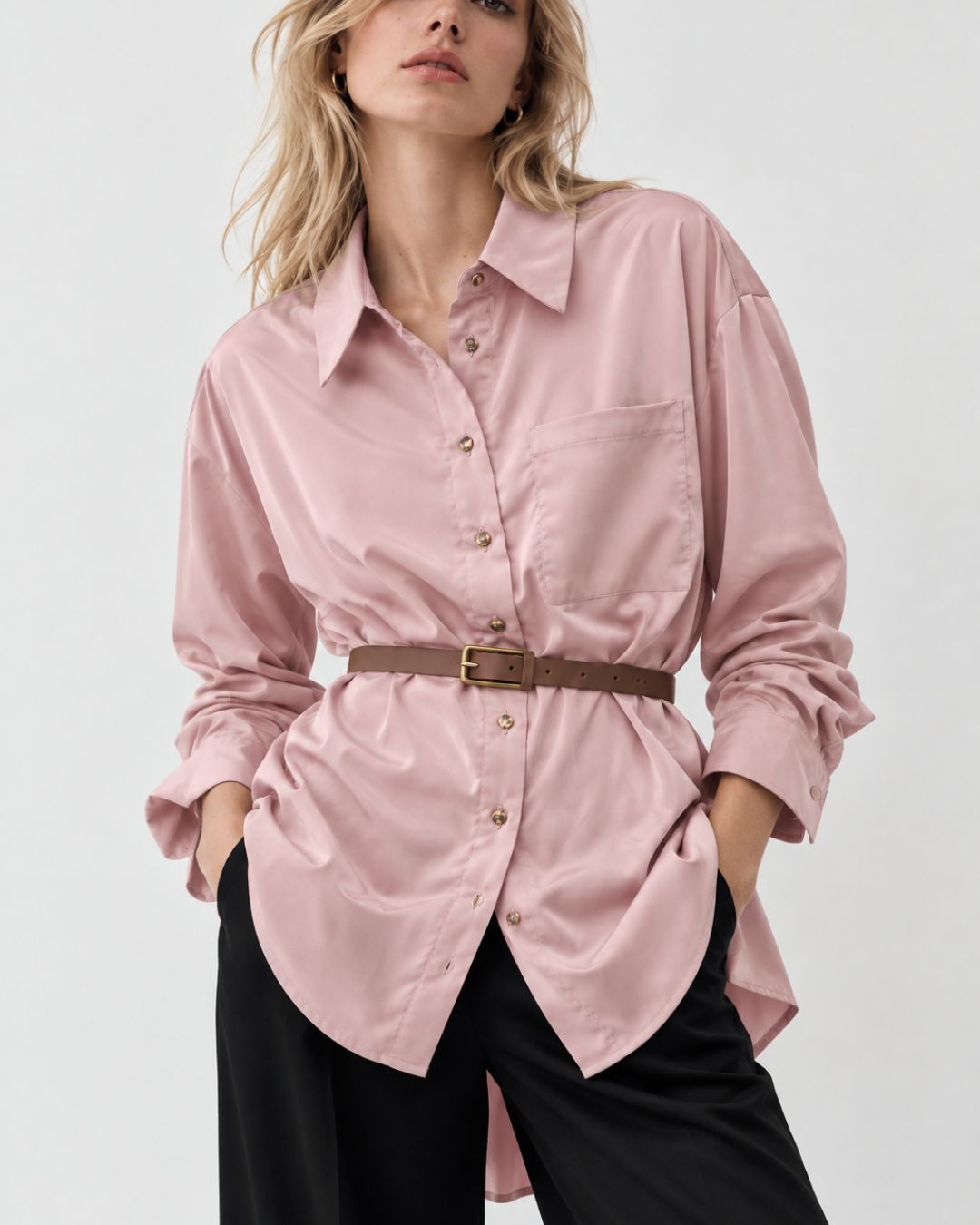Satin Belted Shirt