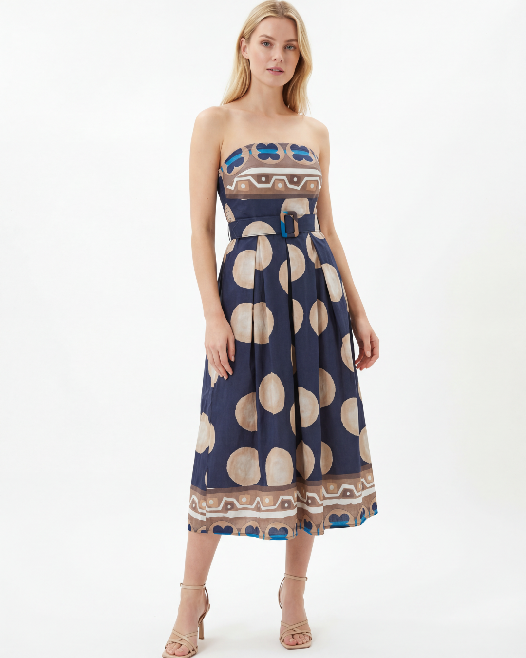 Printed Strapless Maxi Dress