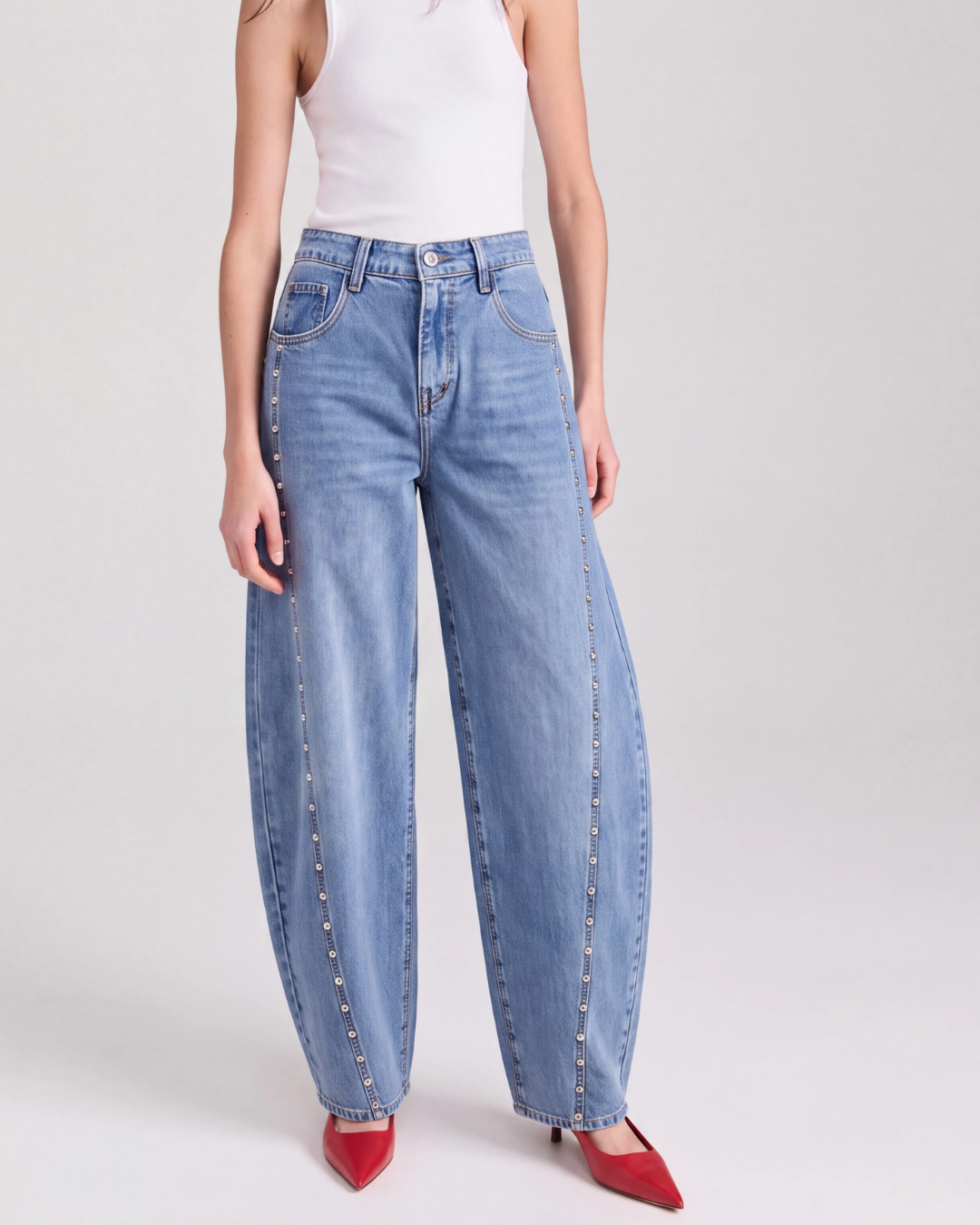 Light Blue Studded Balloon Fit Jeans