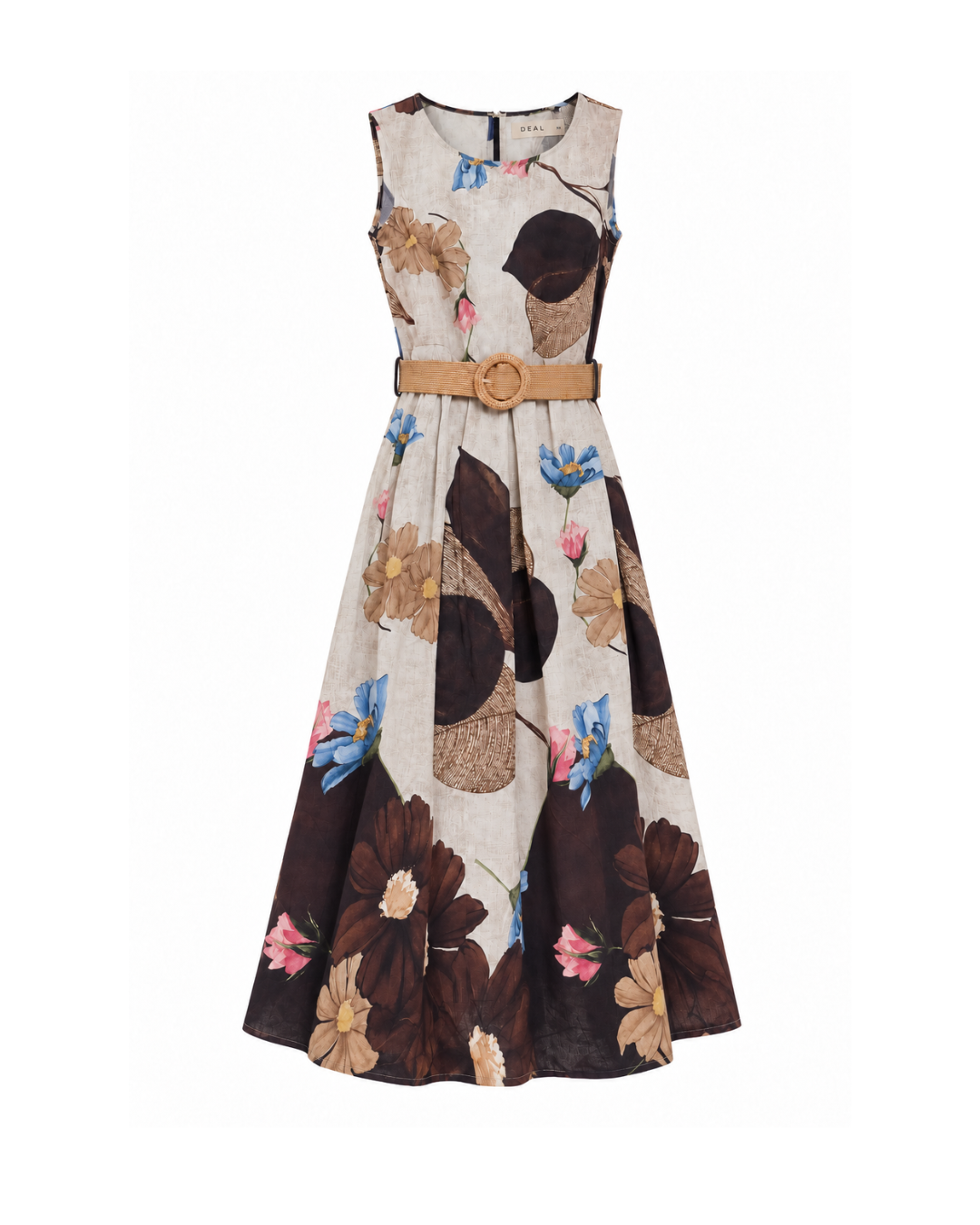 Floral Belted Midi Dress