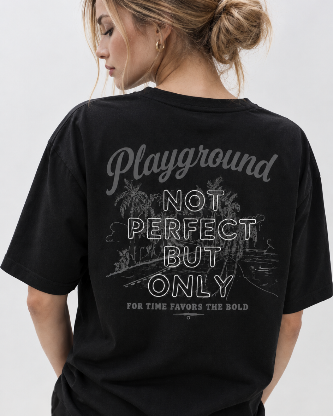 Oversized Back Graphic Cotton T-Shirt