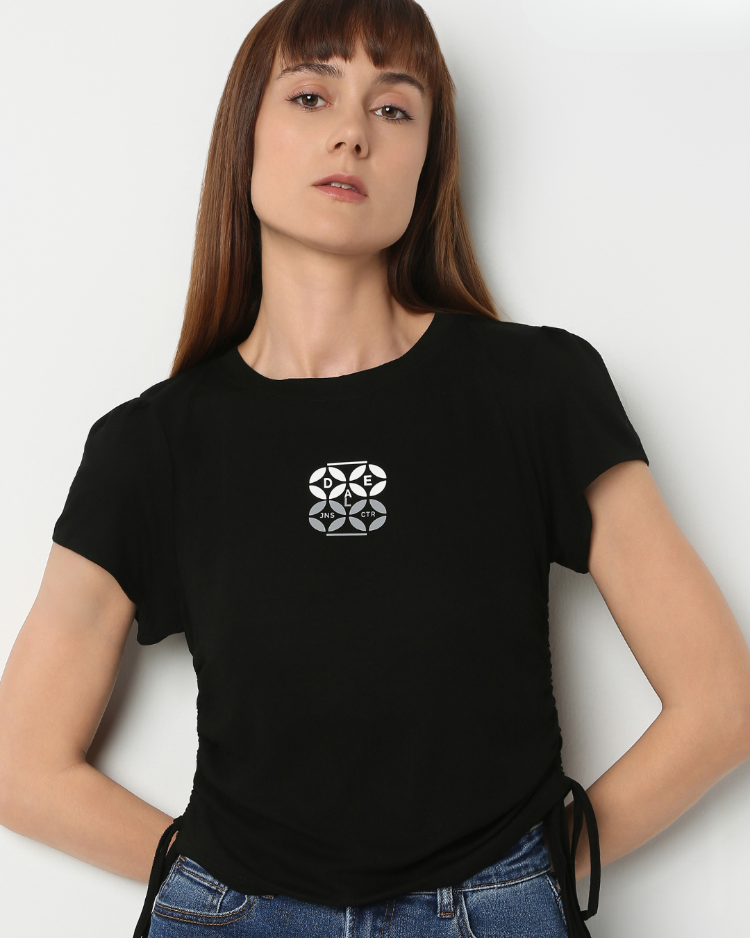 Ruched Side Tie Fitted Tee
