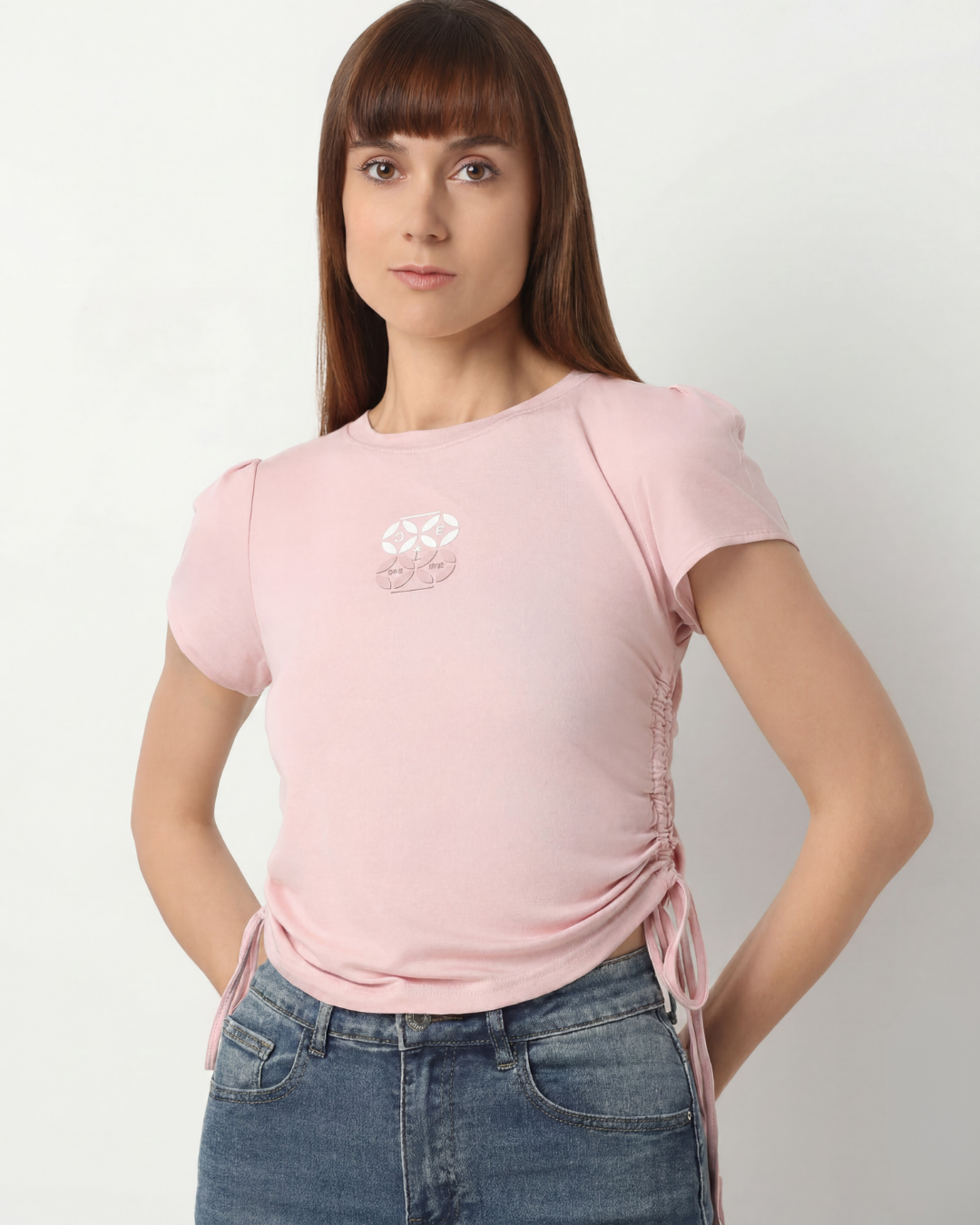 Ruched Side Tie Fitted Tee